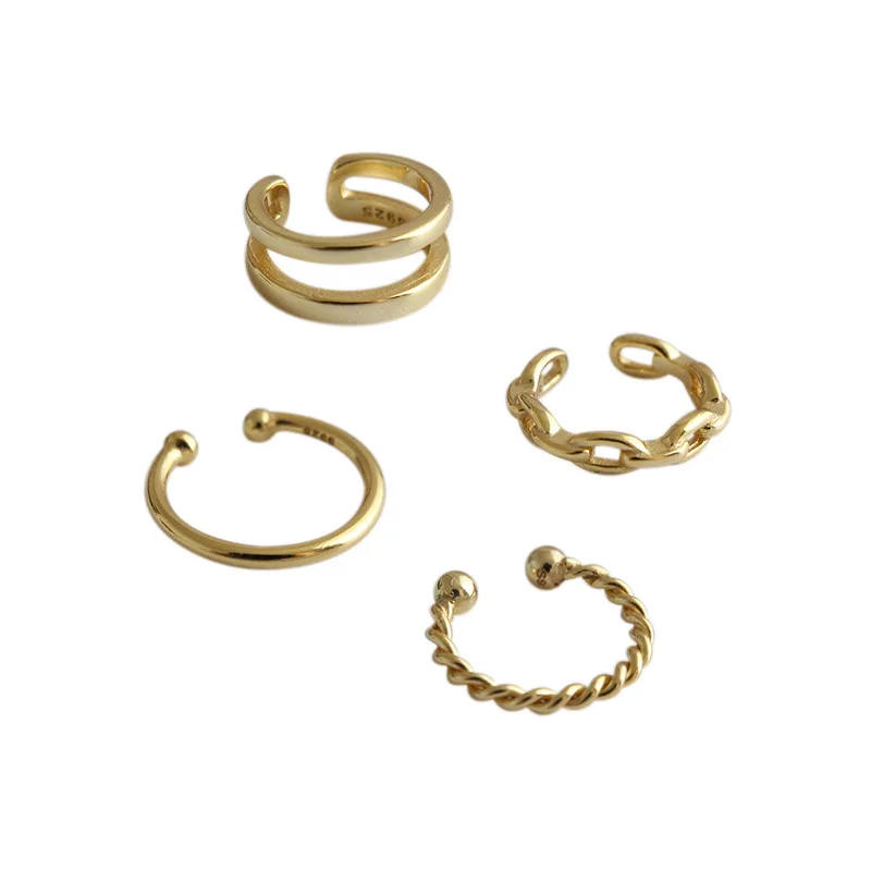 

CH-1317 Korean version of S925 sterling silver ear buckle ins niche simple twist double ear buckle ear clip female