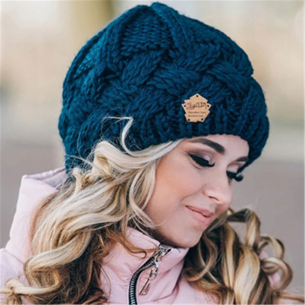 

Autumn and Winter Woolen Knit Hat European and American Retro Style Diamond Lattice Thick Needle Women's Fashion Woolen Hat