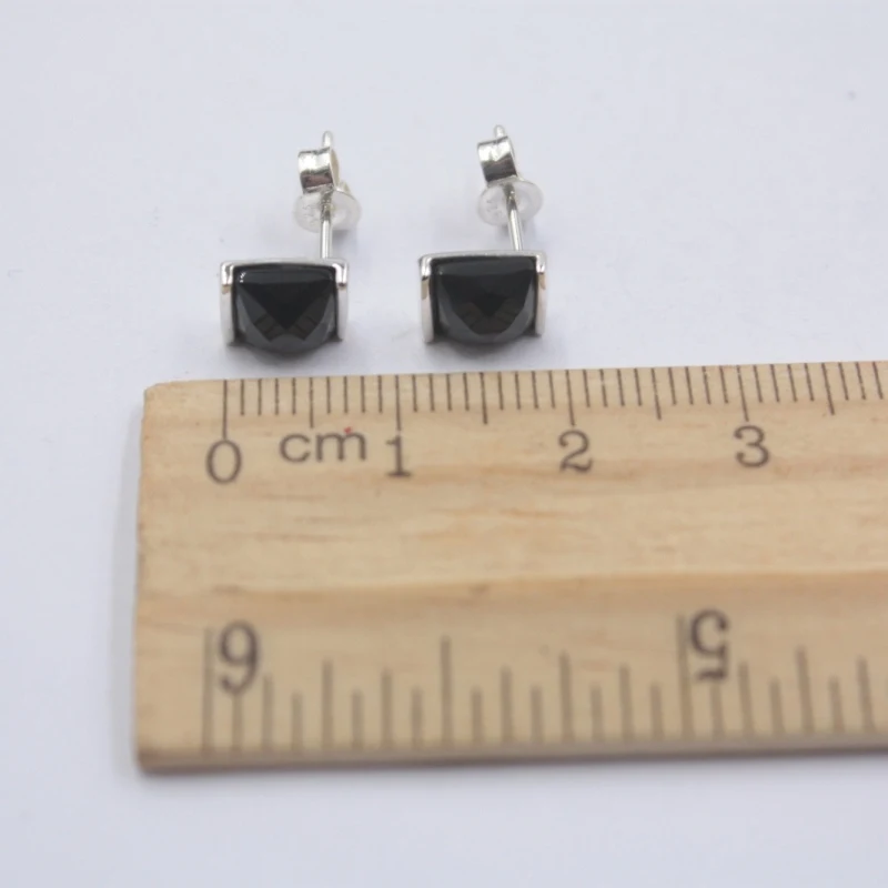 Pure 925 Sterling Silver Stud Earrings For Women with Natural Princess Onyx | Украшения и аксессуары