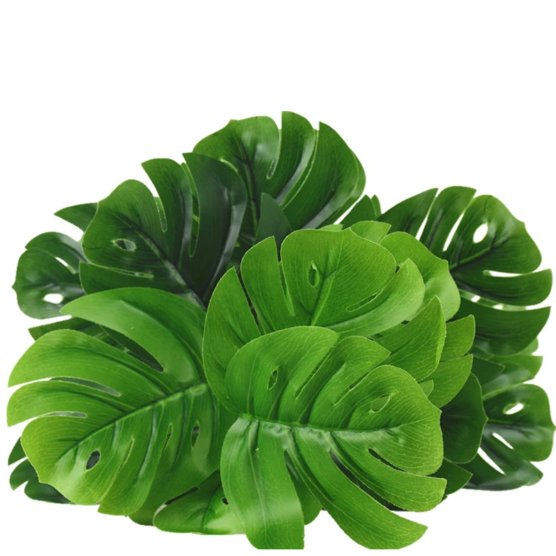 

Artificial Palm 18 Fork Leaves Silk Hawaii Palm Monstera Leaves Home Garden for Party Decorations Beach Wedding Table Decoration