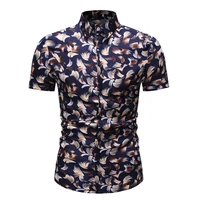2021 new mens floral printed shirts male slim fit casual short sleeve hawaiian camicias beach flower basic tops m 3xl