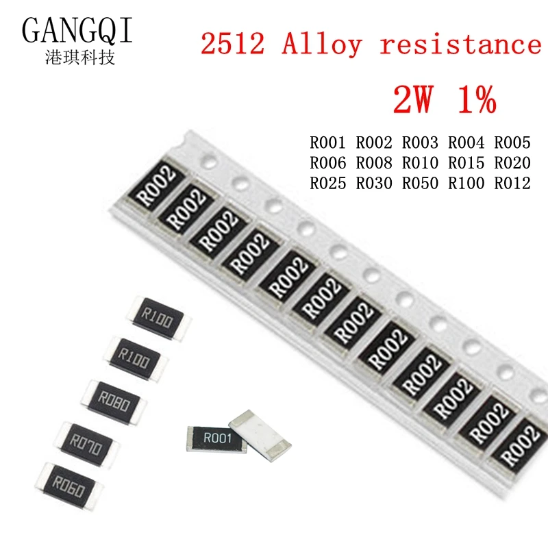 Сопротивление сплава 2512 2 Вт 50 шт. R001 R002 R003 R004 R005 R006 R008 R010 R012 R015 R020 R025 R030 R050 1%