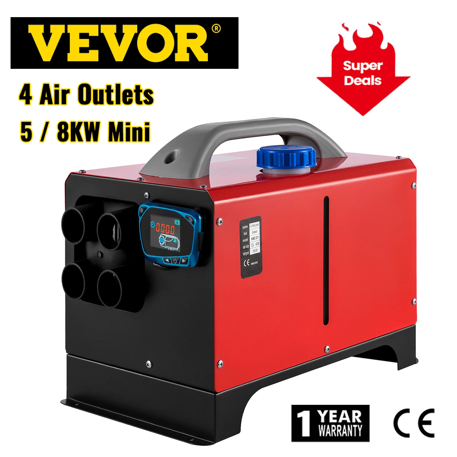 

VEVOR 5 / 8KW 12V Дизельный подогреватель воздуха все в одном мини-обогреватель 4 выхода воздуха с глушителем ЖК-переключатель пульт дистанционног...