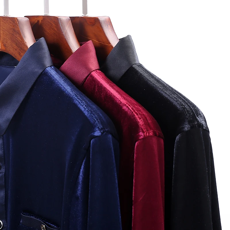 Мужская Вельветовая рубашка Повседневная с длинным рукавом и цветочным принтом