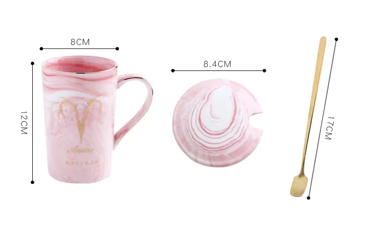 Кружка OUSSIRRO из натурального мрамора с 12 созвездиями керамическая кружка розовым