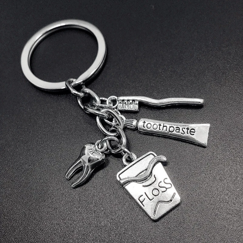 

Creative Teeth Keychain Toothbrush Toothpaste Alloy Keychain Exquisite Dental Care Doctor Nurse Home Accessories