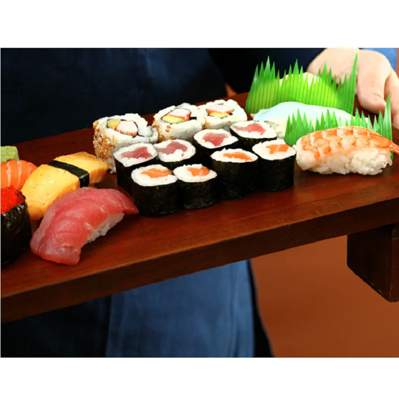 (1000 шт.) декоративные тарелки с зелеными листьями для японской кухни суши