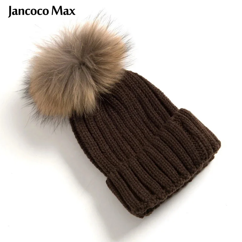 Шапка Jancoco Max с помпоном из натурального меха для мужчин и женщин шапка енота