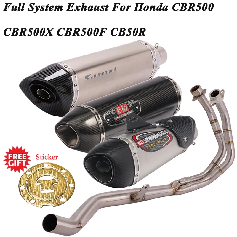 Полная система мотоцикла Yoshimura выхлопная труба Escape для Honda CB500X CBR500 CB500F CBR500R Передняя Соединительная труба карбоновый глушитель дБ убийца