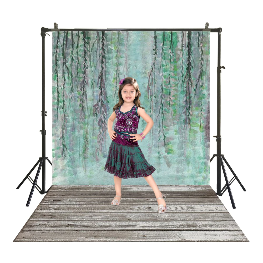 

Traditional Studio Backdrop Painting Green Willow Articles Photography Polyester Back Drops Baby Kid Portrait Booth Backgrounds