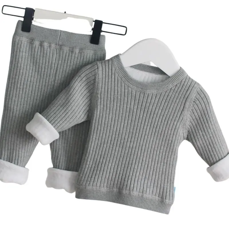 

1-7 Yrs Girls Boys Suit Baby toddler Clothing Sets Winter Thick Wool Knitting Pullover Sweater+Pants Infant Boys Knit Tracksuits