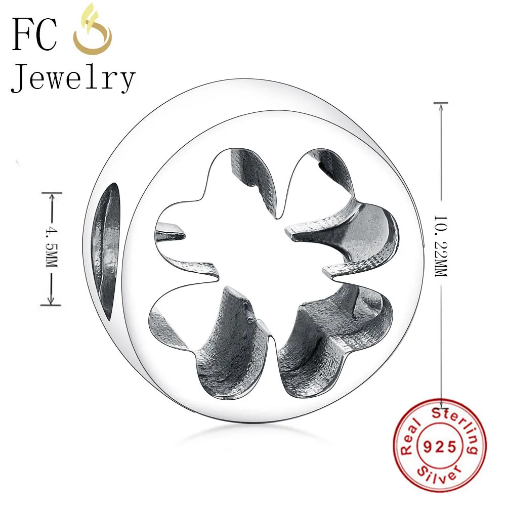 FC Jewelry Fit Original Brand Charms Bracelet 925 Sterling Silver Spring Openwork Four Leaf Clover Beads For Making Berloque | Украшения и