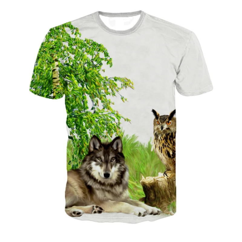 

3D Wolf Printed T Shirts Unisex Personality Casual Tee Shirt Homme Fashion Short Sleeve Funny T Shirts Dropshipping
