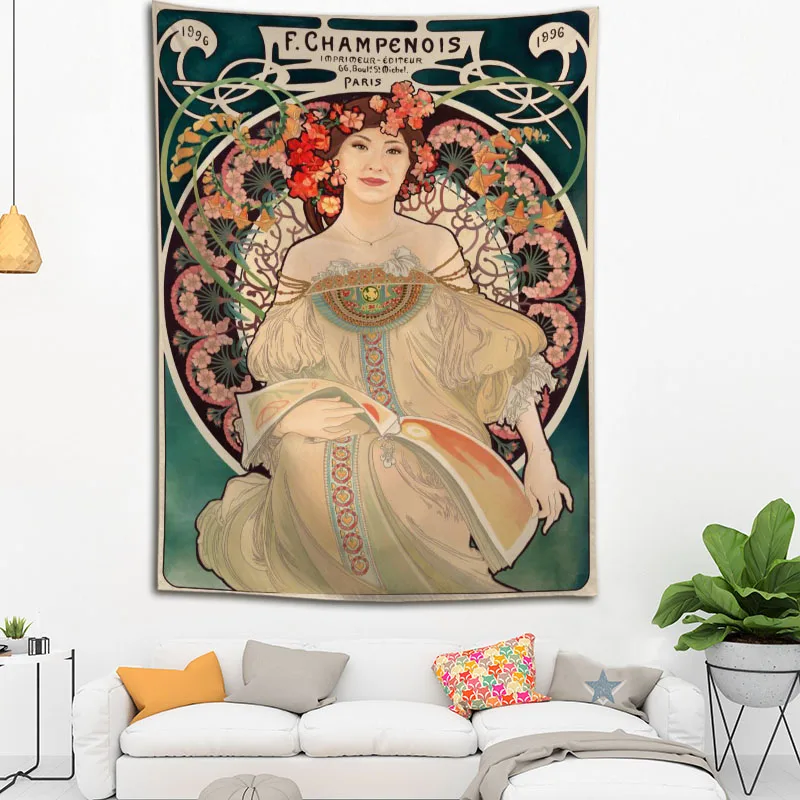 

Alphonse Mucha Custom Tapestry Wall Tapestry Wall Hanging Blanket Bedroom Farmhouse Decor Boho Decor Home Decoration