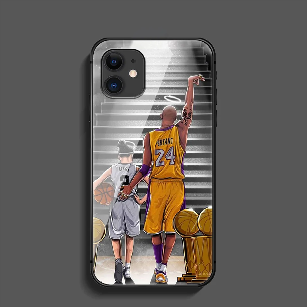 

Kobe Basketball Bryant Phone Tempered Glass Case Cover For Iphone 5 6 7 8 11 12 5S 6S X Xr XS Se Max Plus Pro Mini Waterproof