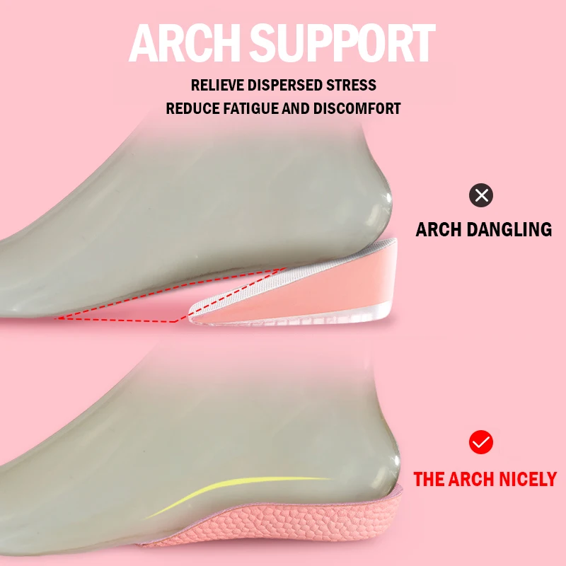 BANGNI Popcorn Heightening Insoles Sole Arch Support Shoes Semi Pad Heel Half Non-Slip High Elasticity ETPU for Feet Men Women