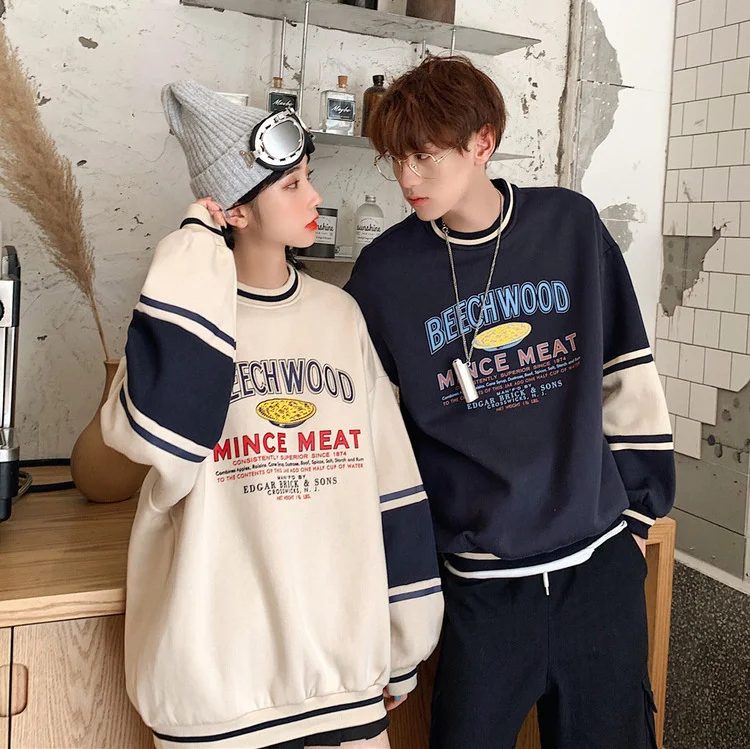 

Fashion Contrast Color round Neck Sweater Japanese College Style