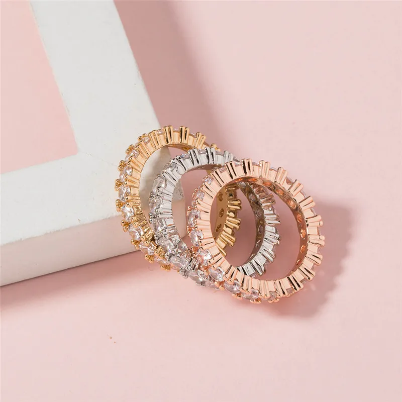 

Hot Sale Rhinestone Copper Closed Ring For Women Party Daily Life Index Finger Ring Jewelry Accessory Gifts