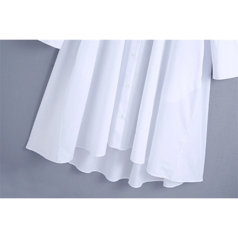 

YOSIBCD Women 2021 Fashion Loose Asymmetric Blouses Vintage Long Sleeve Button-up Female Shirts Blusas Chic Overshirts