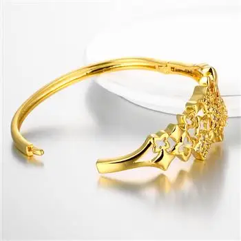 

K gold zircon personality hollow pattern ladies gold bracelet Z014-A KZCZ014