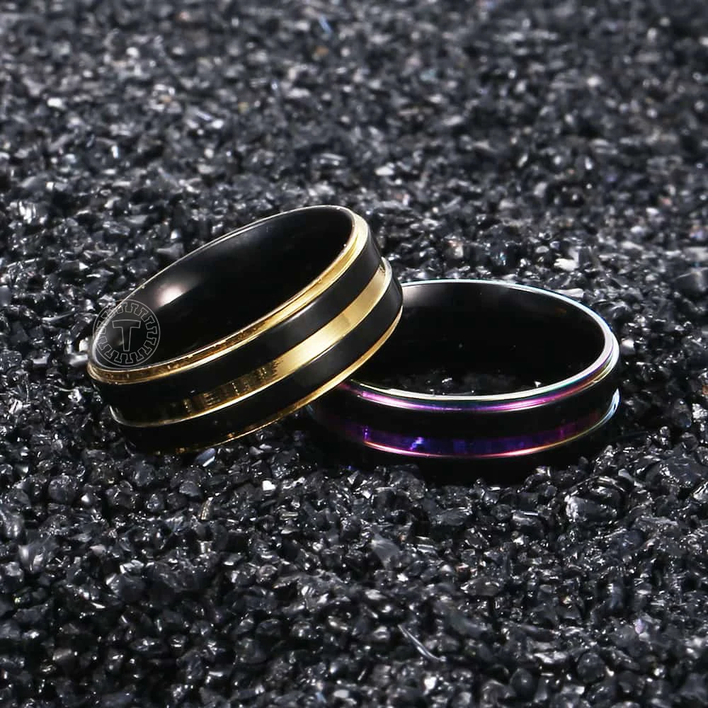 Мужское кольцо в полоску из нержавеющей стали 7 мм | Украшения и аксессуары