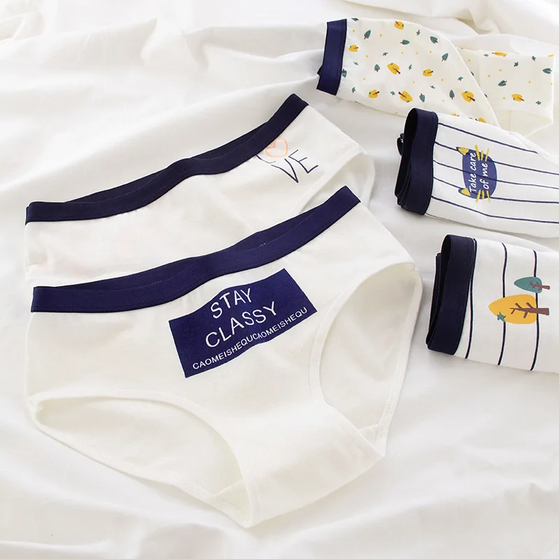 

Everyday Panties For girl Simple letters printing Cute Briefs Breathable Underwear Cotton Ladies Underpants Lingerie Plus Size