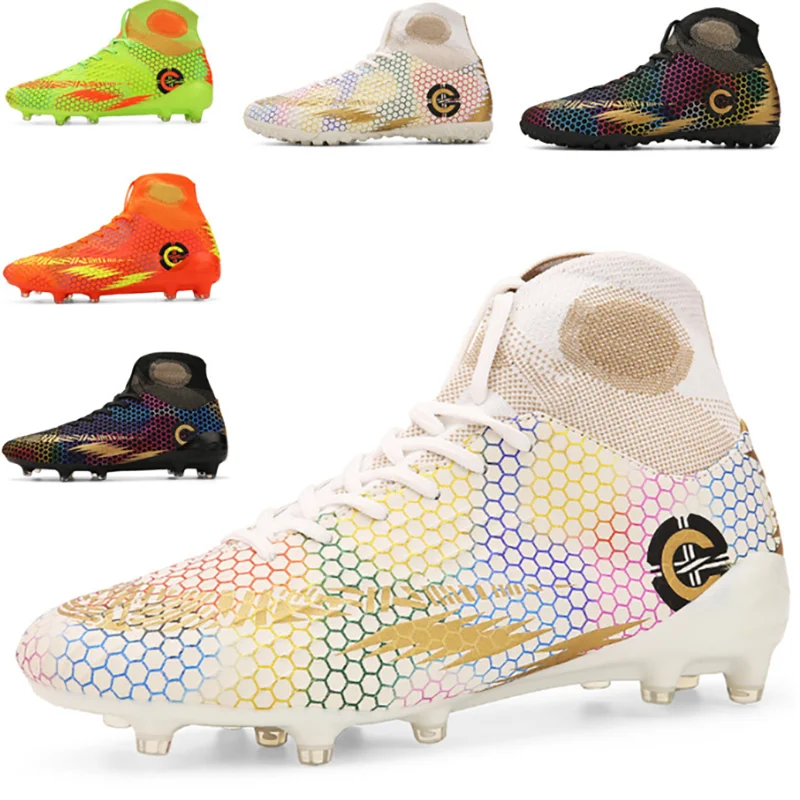 Женские и мужские футбольные ботинки TaoBo белые высокие кроссовки с длинными