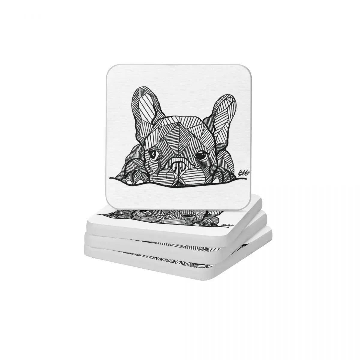 

French Bulldog Puppy Diatomaceous Earth Square Round Shape Coaster Water Absorption Cup Bonsai Mat Soap Toothbrush Pad 10x10cm