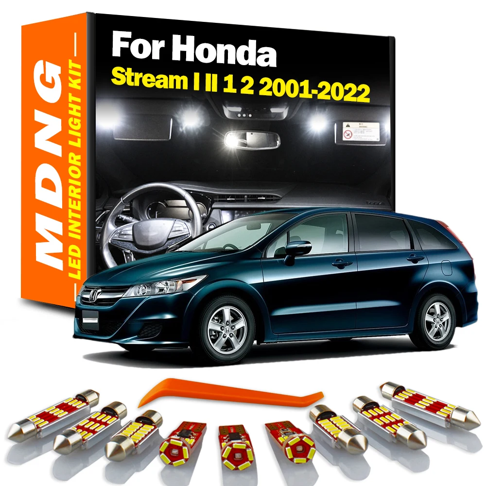 

MDNG 10Pcs Canbus LED Interior Dome Map Light Kit For Honda Stream I II 1 2 2001-2018 2019 2020 2021 2022 No Error Led Bulbs