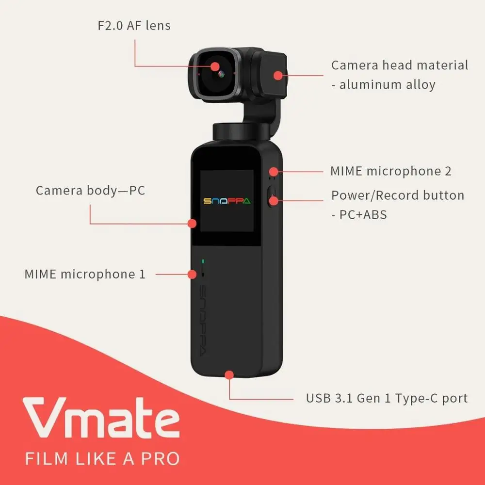 Ручной Стабилизатор Snoppa Vmate 3-осевой шарнирный стабилизатор с интеллектуальной