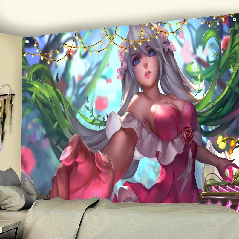 Красивый гобелен с 3D рисунком из мультфильма розовый на стену для девушек в стиле