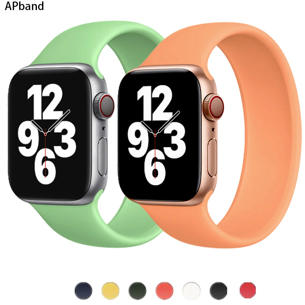 Ремешок силиконовый Solo Loop для Apple Watch Band 44 мм 40 эластичный браслет iWatch 38 42 watch Series