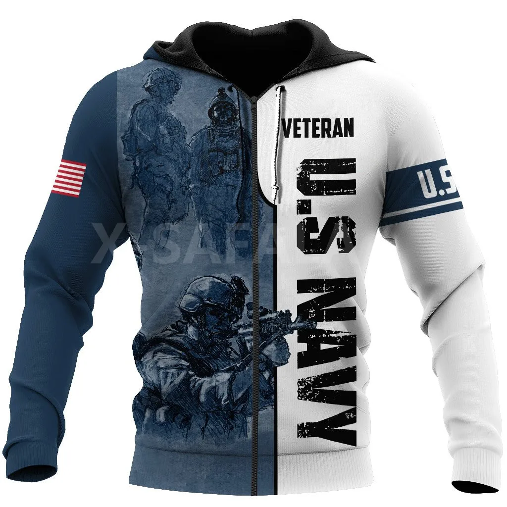 

Navy USA Flag Army Veteran 3D All Print Plus Hoodie Man Women Harajuku Outwear Zipper Pullover Sweatshirt Casual Unisex Jacket