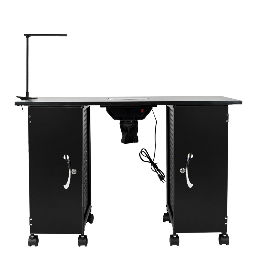 

Two Styles Iron Manicure Nail Table Station Large Table with LED Lamp & Arm Rest Salon Spa Nail Equipment