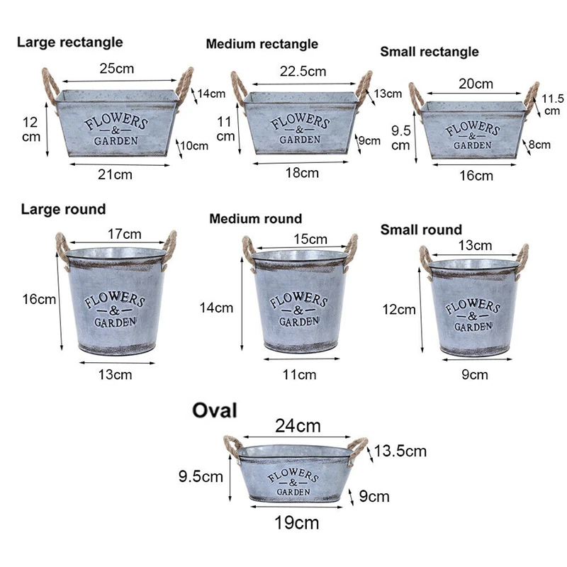 Винтажный металлический контейнер для растений деревенский цветочный горшок с