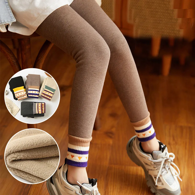 

Зимние леггинсы для девочек EU1, хлопковые теплые бархатные леггинсы, брюки с высокой талией, женские леггинсы 2021