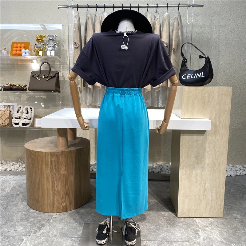 

Brand Original Design 2021 Casual High Waist Skirt Plain Color Loose Straight Tube Skirt