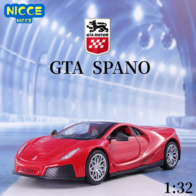 

Nicce 1:32 Spain Spano GTA Motor Car Model Acousto-optic Return Force Toy Car with Light Sound Pull Back Vehicle Toy A317