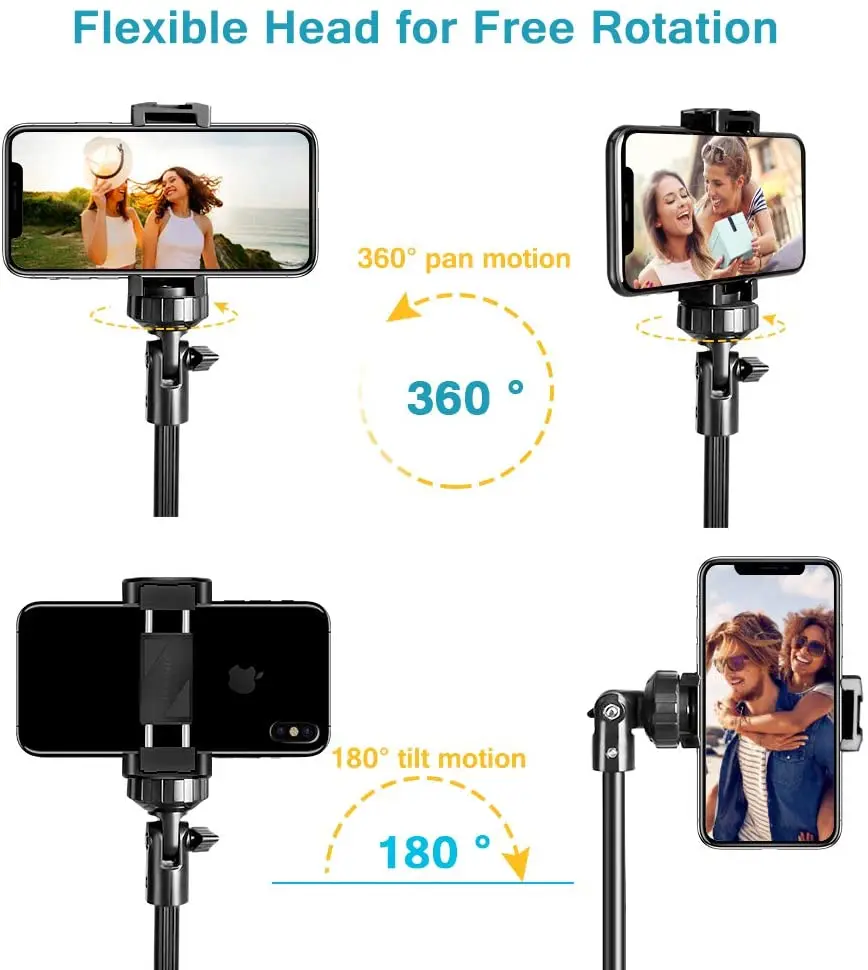 Aluminum Mobile Phone Tripod Stand with Bluetooth for iPhone iPad Tablet Camera Selfie Stick Vlog YouTube Live Tiktok | Электроника