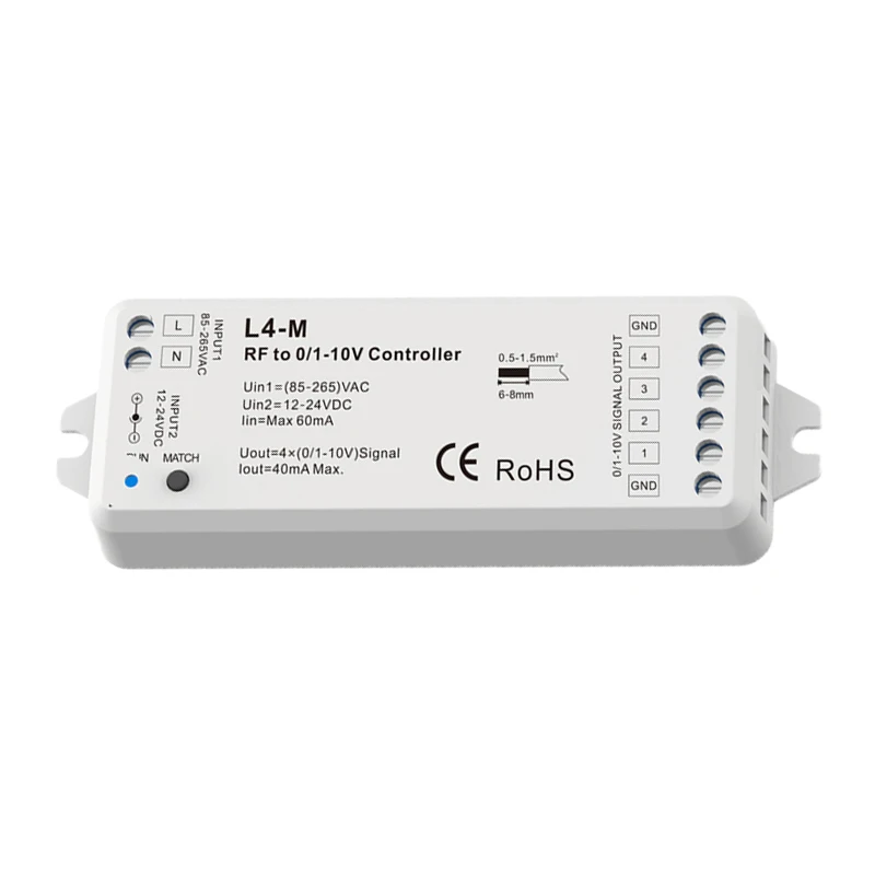 L4 M (4 канала) 12 24 В постоянного тока RF 0/1 10 в диммер с пультом дистанционного
