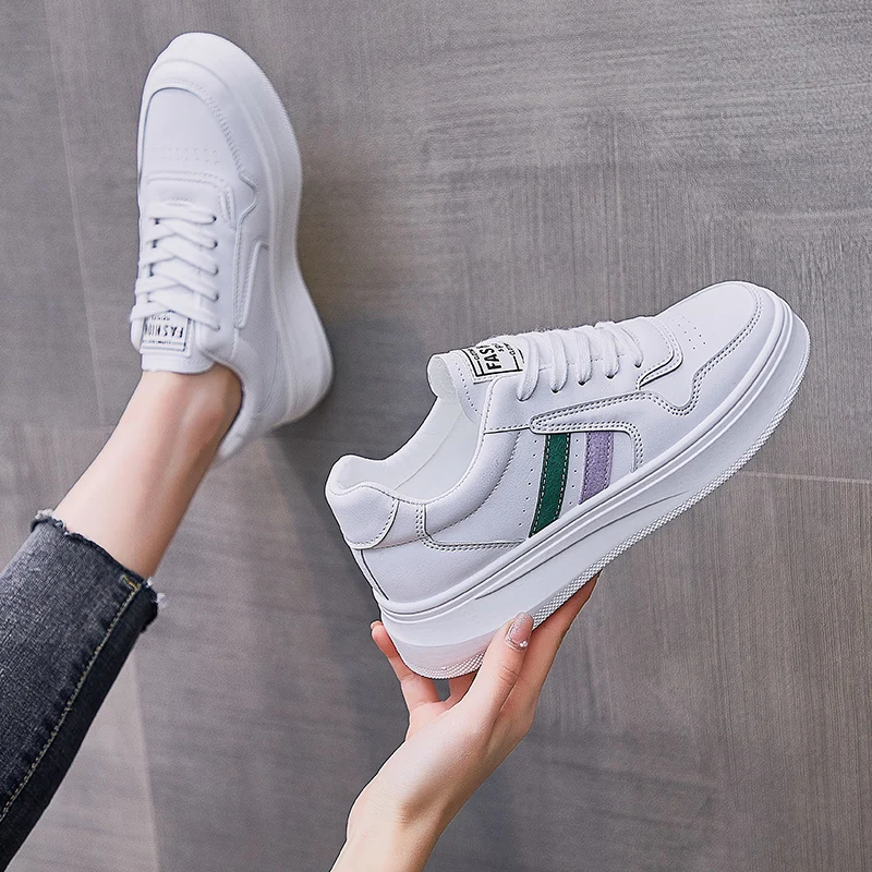 

Fashion Shoes Women's Vulcanize Shoes Spring New Casual Classic Solid Color PU Leather Shoes Women Casual White Shoes Sneakers