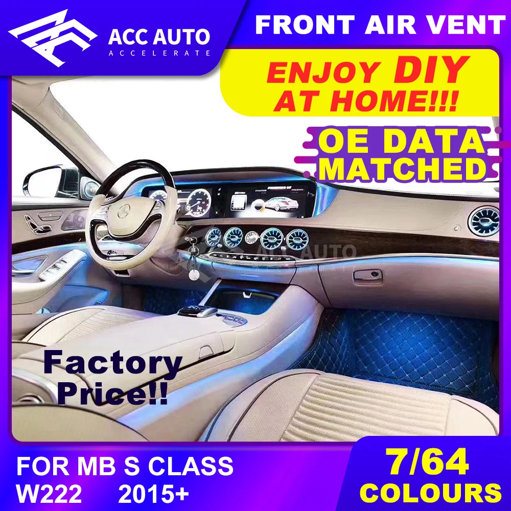 

Front LED Turbine Air vent For S class W222 LED air condition vent 7/64 colours synchronized with ambient light