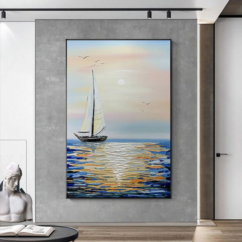 

Декоративная живопись морской пейзаж, природные пейзажи, настенный художественный принт для дома и офиса, плакат 36x52 дюйма (90x130 см)