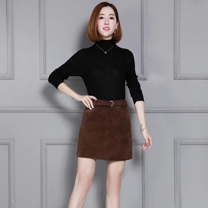 Женские юбки трапециевидной формы из натуральной кожи наивысшего качества с