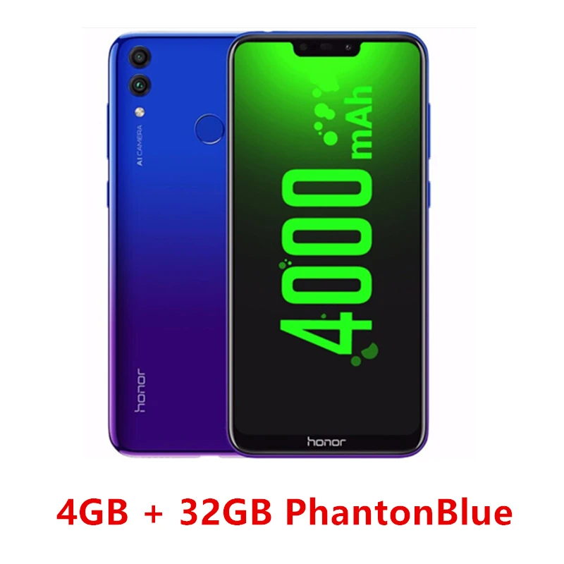4G 32G Phantonblue Глобальная прошивка Honor 8C 4G 4000mAh смартфон 6,2" Восьмиядерный процессор Snapdragon 632 Android 8,1 двойная камера Face ID 4 ГБ 32 ГБ - Цвет: 4G 32G Phantonblue