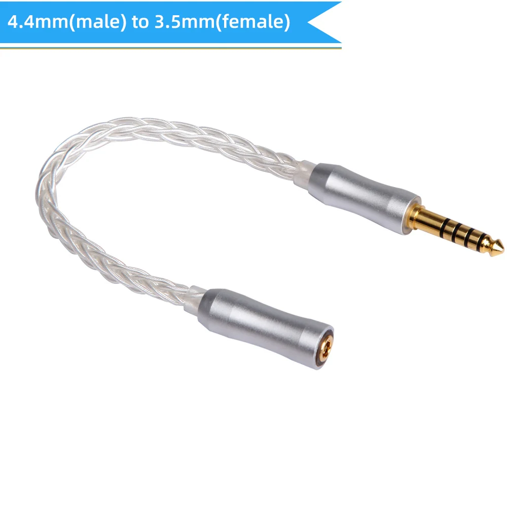 4.4mm to 3.5 mm FDBRO 8 ядро серебрение Медь кабель 2,5/3,5/4,4 мм MaleTo 2,5/3,5/4,4 мм Женский сбалансированный конвертирование аудио кабель провод для наушников - Цвет: 4.4mm to 3.5 mm