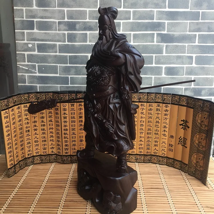 Статуя будды Guangong черная украшение для стола в гостиной из красного дерева