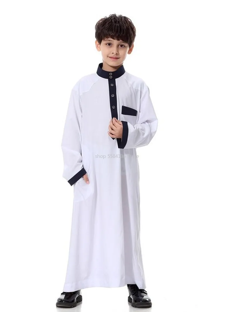 Jubba Thobe For Boy Kids Children Teens Arab Dubai Formal Muslim Robe Long Cotton Clothing Islamic Kaftan Abaya Prayer Wear