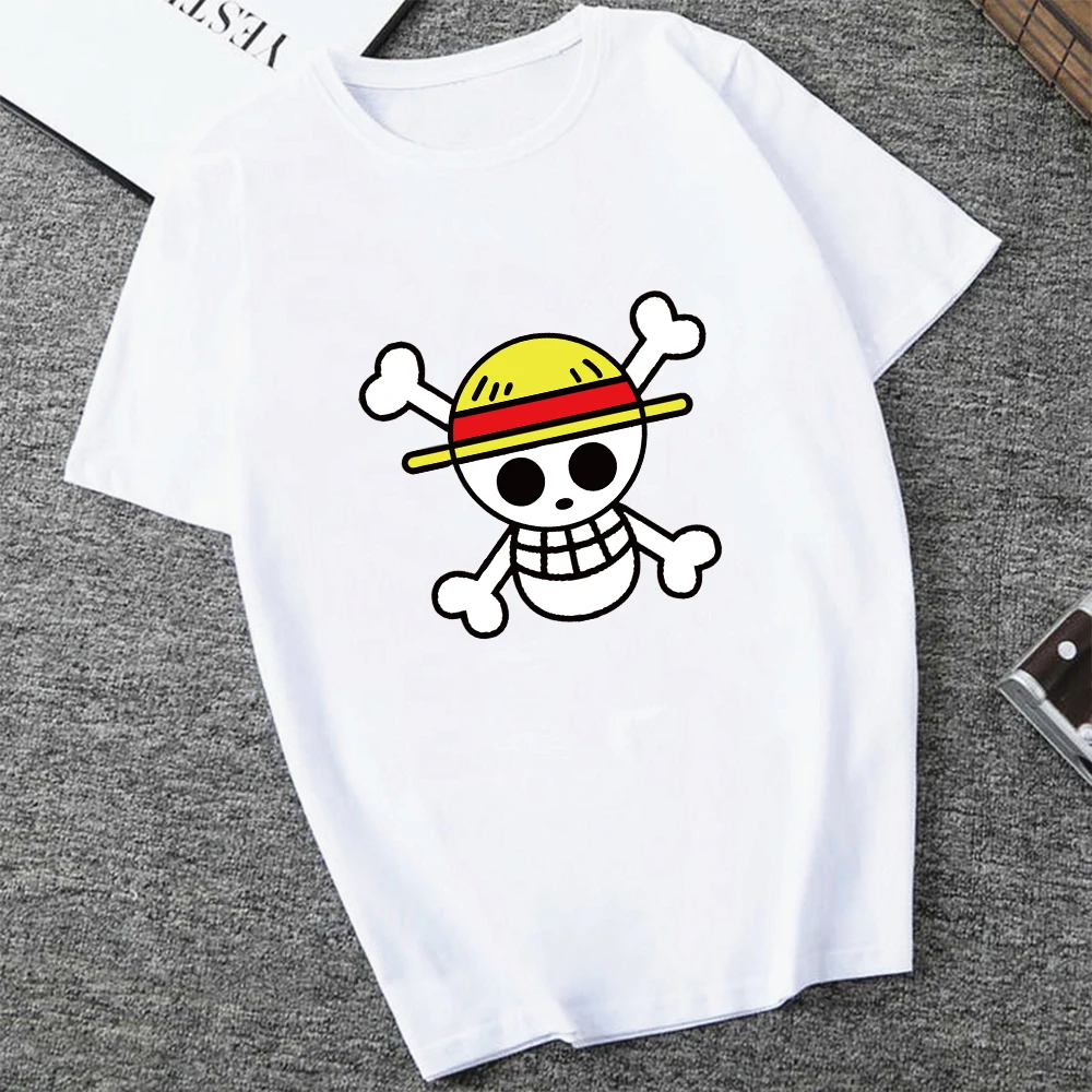 

One Piece Women T-shirt Skull Anime Short Sleeve O-neck Unisex Kawaii Manga Casual Clothes Oversize T Shirt Ullzang Streetwear
