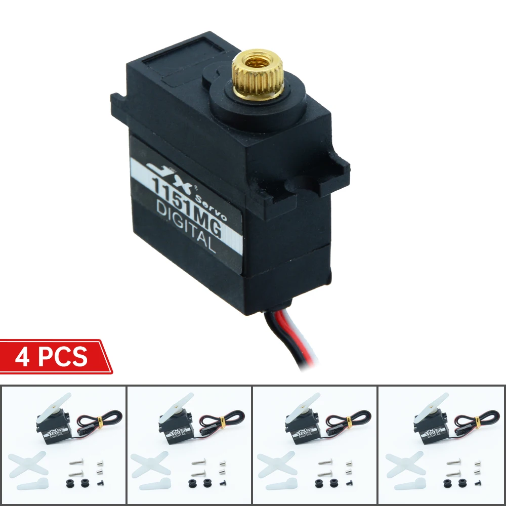 Сервопривод JX PDI-1151MG, 4 шт., водонепроницаемый металлический мини-сервопривод для РУ hsp вертолета автомобиля робота лодки, 3,6 кг, сек